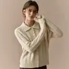 Cárdigan de Punto Trenzado con Cuello Oso de Miel y Forro Polar para Mujer, Nuevo Estilo Otoño/Invierno 2026, Abrigo Suéter de Punto de Manga Larga de Alta Gama