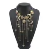 N13382Za Collar con Colgante de Borla Múltiple de Sol, Luna y Estrella de Aleación Vintage Exagerada con Pedrería, con un Toque de Lujo Ligero y de Alta Gama