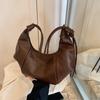Bolso Coreano Ins de Gran Capacidad Retro de Cuero Suave Tipo Dumpling para Mujer, Estilo Lazy, Casual y Versátil para Viajar al Trabajo, de Hombro Cruzado