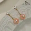 Pendientes de Perla Transparente Macaron Ai Tong Jewelry Pendientes Dulces y Delicados Atmósfera Suave Pendientes Retro Versátiles