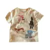 Camiseta infantil de verão de manga curta, top de bebê estiloso com desenho, camiseta básica versátil para bebês e crianças pequenas, roupas de verão para meninas