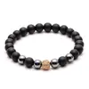 Amazon Más Vendido 8mm Piedra Volcánica de Energía Micro Incrustación Bola de Zirconio Pulsera Ojo de Tigre Cuenta de Cobre Pulsera de Piedra Natural