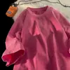 Nueva camiseta de algodón puro moderna batik vintage holgada de manga corta lavada desgastada para hombres y parejas top dopamina