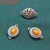 Anillo Doble de Plata de Ley S925 con Cera de Abejas, Ágata Roja del Sur y Lapislázuli Anillo Doble Accesorios, Materiales Hechos a Mano DIY Doble Oreja Vintage