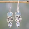 Desea Pendientes de Topacio Incrustado de Nuevo Estilo Pendientes Giratorios Creativos con Forma de Gota de Agua y Pera para Mujeres Europeas y Americanas