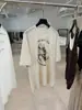 DestacadoRan26 Primavera/Verano Nuevo Algodón Lino Lavado Enzimático Estampado Artístico de Naturaleza Muerta Camiseta Oversize de Manga Corta