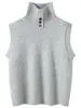 Suéter de punto sin mangas de cuello alto casual de cachemira para mujer, chaleco de punto versátil para capas, suéter simple