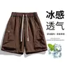 6205 [Suministro Directo de Fábrica] Nueva Marca de Moda Estilo Pareja Ropa de Trabajo Pantalones Cortos de Nailon Pantalones de Cinco Puntos para Hombre Seda Helada Multibolsillos