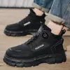Zapatos de Hombre para Otoño e Invierno Nuevos Zapatos de Trabajo de Caña Alta Estilo Británico Retro Botines Gruesos Antideslizantes para Hombre