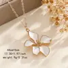 Colar Cruzado Versão Coreana Mais Vendido Flor de Cinco Folhas com Gota de Óleo Estilo Floresta Pequeno Fresco Estilo Férias Camélia Pingente de Liga para Mulheres
