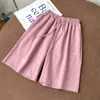 Shorts Esportivos de Cinco Pontos Feminino Verão Roupa Externa Novo Estilo Coreano Solto Cintura Alta Tamanho Grande Perna Larga Meia-Calça Venda Direta da Fábrica