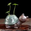 Jarrón pequeño de cerámica creativo, adornos pequeños para el hogar, retro, hidropónico, cobre, dinero, hierba, flor, mini horno Ge, flor, venta al por mayor