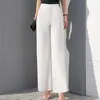 Saia-Calça de Chiffon Calças de Cintura Alta Tamanho Grande Saia Longa Calças Largas de Renda Soltas Calças Casuais Retas Calças de Perna Larga com Fenda para Mulheres