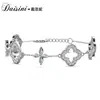 Pulsera de Trébol de Cuatro Hojas Hueca de Lujo Ligero, Pulsera de Moda y de Gama Alta, Pulsera de Circonita, Joyería de Mano para Mujeres, Estilo Nuevo