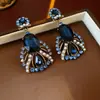 Pendientes Vintage de Plata con Forma de Rombo y Gota de Aceite Estilo Palacio Retro Exquisitos Pendientes de Botón Lujo Ligero Pendientes de Gama Alta