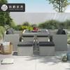 Mesa y Sillas para Patio de Villa de Ocio al Aire Libre, Sofá de Mimbre Impermeable y a Prueba de Sol, Combinación de Mesa y Sillas para Comedor en Terraza de Hotel