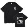 Camiseta de hip hop para hombre, con estampado de anime Berserk Guts, transpirable y de estilo callejero.