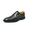 Zapatos de Monje con Hebilla Cruzada Talla Grande Estilo Nuevo Cuatro Estaciones para Hombre Puntera Puntiaguda Casual Negocios Formal Viaje Bajo Tacón Zapatos de Piel