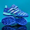 Zapatos de fútbol para niños con tacos cortos TF para niños y niñas, con cierres de velcro, malla transpirable, zapatos de entrenamiento antideslizantes