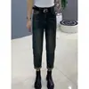 Roupas Femininas Plus Size Outono 2025 Jeans de Nove Pontos Figura em Pera mm Gordas Efeito Emagrecedor Cintura Alta Calças Harem Daddy