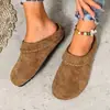 Mules cerrados de estilo retro transfronterizos con diseño cosido a mano, suela plana antideslizante, adecuados para uso en exteriores, mules simples y casuales