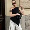 Moda Europeia e Americana Transfronteiriça 2026 Primavera/Verão Novo Estiloso Top de Uma Alça Cor Sólida Irregular para Mulheres, Elegante Colete para o Trabalho