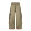 Rumeng marca de moda callejera retro estilo japonés, pantalones de trabajo rectos 3D para hombre, pierna ancha holgada, pantalones largos casuales elegantes para otoño