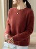 Outono e inverno novo gola redonda pulôver top manga comprida malha suéter solto preguiçoso suéter cashmere suéter feminino pulldown base camisa
