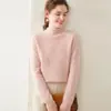 Suéter de Cachemira Grueso de Doble Hilo para Otoño e Invierno, Cuello Alto Medio, Moda Suelto, Cálido, Talla Grande, Camiseta de Punto Versátil para Usar Debajo