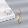 Anillo Abierto de Mariposa de Diamante Brillante Tridimensional para Mujer, Nuevo Estilo Trendy, Anillo Combinado Personalizado Estilo Influencer Blogger