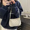Bolso de Hombro/Mano/Axila Grande de Capacidad, Cadena Doble Metálica Perlada, Color Puro Deseo, Nuevo Otoño 2025