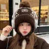 Nuevo gorro de punto Fair Isle para otoño e invierno, estilo coreano, diseño que adelgaza la cara, engrosado para abrigar, gorro de punto que cubre las orejas