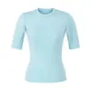 Camiseta Lisa de Color Sólido Moderna y Elegante con Cuello Redondo Pequeño y Mangas Medias, Nuevo Modelo de Primavera, Capa Base Versátil y de Corte Ajustado para Mujer