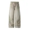 L832 Estilo Retro Americano Unisex Diseño Desestructurado Lavado Vintage Pana Pantalones Casuales Holgados para Hombre de Alta Moda