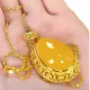 Nuevo Color de Cera Superficie de Gota de Agua Colgante Estilo Marea Nacional Palacio Esmalte Calado Colgante para Mujer Collar para Suéter Otoño e Invierno Accesorios para Mujer