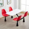 Novo modelo mesa e cadeira de refeitório escolar com perna trompete aço inoxidável mesa de jantar integrada lanchonete da empresa assento para quatro pessoas mesa de fast food