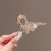 Presilha de Cabelo Grande Elegante com Pérola Flor de Ameixa para Mulheres, Prendedor de Tubarão para Parte Traseira da Cabeça, Elegante Coreano Elegante