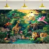 Fondo del Mundo Animal 2026 Transfronterizo Amazon Nuevo Decorativo Tapiz de Animales Dinosaurios Arreglo de Escena de Bosque