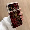 Funda para Teléfono Adecuada para Iphone18Promax Flor Roja Estampado de Leopardo Dorado Anticaída Piel de Cordero Modelos Apple 16 para Hombre y Mujer Dropshipping