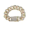 Pulsera Cubana de Cadena Completa de Diamantes Hip Hop Europeo y Americano de 20 mm Pulsera Punk de Personalidad para Hombre Aleación