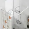 Varal Curvo para Roupas Sem Furos Haste em L para Cortina de Chuveiro de Banheiro Aço Inoxidável Canto de Banheiro Haste à Prova d'Água e à Prova de Ferrugem para Cortina de Chuveiro