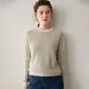 Suéter de cachemira a rayas para mujer, 26 nuevo estilo otoño/invierno, de manga larga, corte holgado, top de cuello redondo, prenda de punto corta versátil