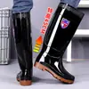 Botas de lluvia de goma duraderas para hombre, con suela gruesa, reforzadas, cálidas, antideslizantes, de caña alta, forradas de felpa, impermeables, para invierno