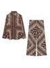 Camisa Impresa de Moda Europea y Americana Transfronteriza 2025 Aliexpress Camisa de Manga Larga con Solapa para Primavera y Otoño + Pantalones de Pierna Ancha Largos