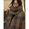 Bufanda Retro de Cuadros Estilo Japonés para Mujer Invierno 2024 Nueva Atmósfera Pareja Versátil Chal Estilo Coreano Bufanda Cálida