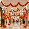 Decoraciones para el Festival de Medio Otoño, decoraciones para el Día Nacional, linternas, guirnaldas brillantes, banderas y decoraciones colgantes para entornos de eventos escolares, centros comerciales y tiendas