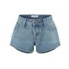 Shorts de Mezclilla Retro con Abertura Estilo Francés, Cintura Alta Europea y Americana, Sexy, Cintura Baja, Versátil, Adelgazante, Pierna Ancha, Lavado Vintage, Pantalones Cortos