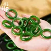 Anel de Banda de Jade Hetian Natural Gelo Claro Água Clara Anel de Água Verde Novo Estilo Nacional Chinês Anel de Dedo de Jade Fabricante Atacado Anel