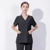 Dropshipping Transfronterizo Uniforme de Trabajo Elástico de Doctor Uniforme de Enfermera de Manga Corta Parte Superior de Hospital de Belleza Ropa de Lavado de Manos para Quirófano de Mujeres