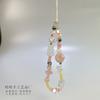 Woo Woo corrente original para celular cor rosa macaron Corrente de pulso artesanal DIY Rosa Cristal Lanyard curto Ornamento de celebridade online
